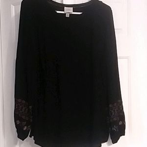Black bell sleeve top